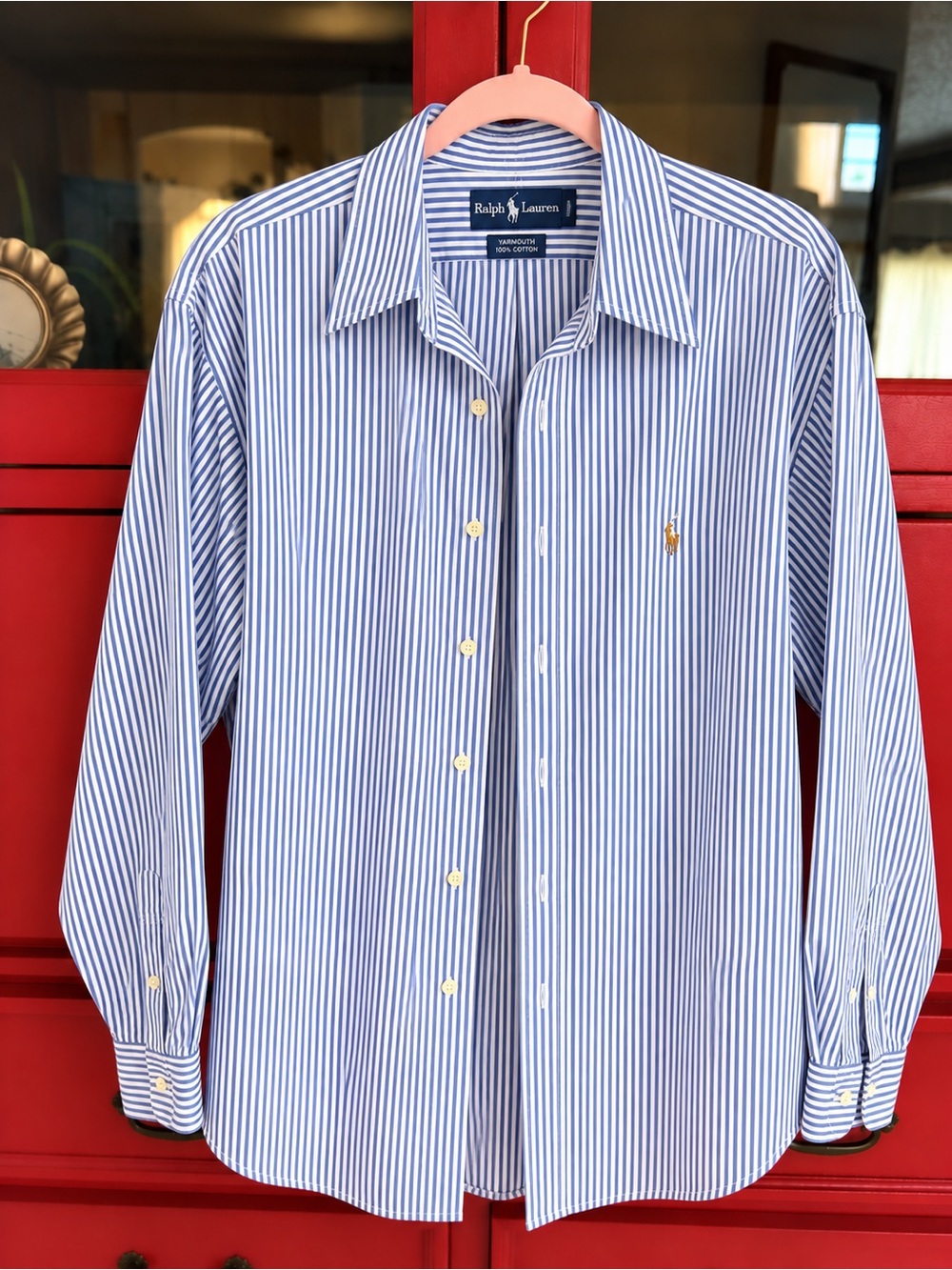 Ralph Lauren Yarmouth Men’s Striped Button-Down Shirt – Blue & White